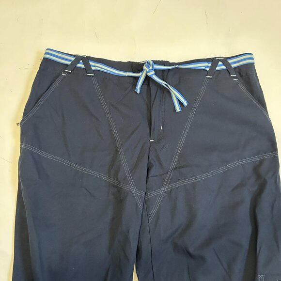 Vintage Nike Roll Up Capris Pants Womens L Navy Blue Tie cargo pocket Wide leg - Picture 3 of 12